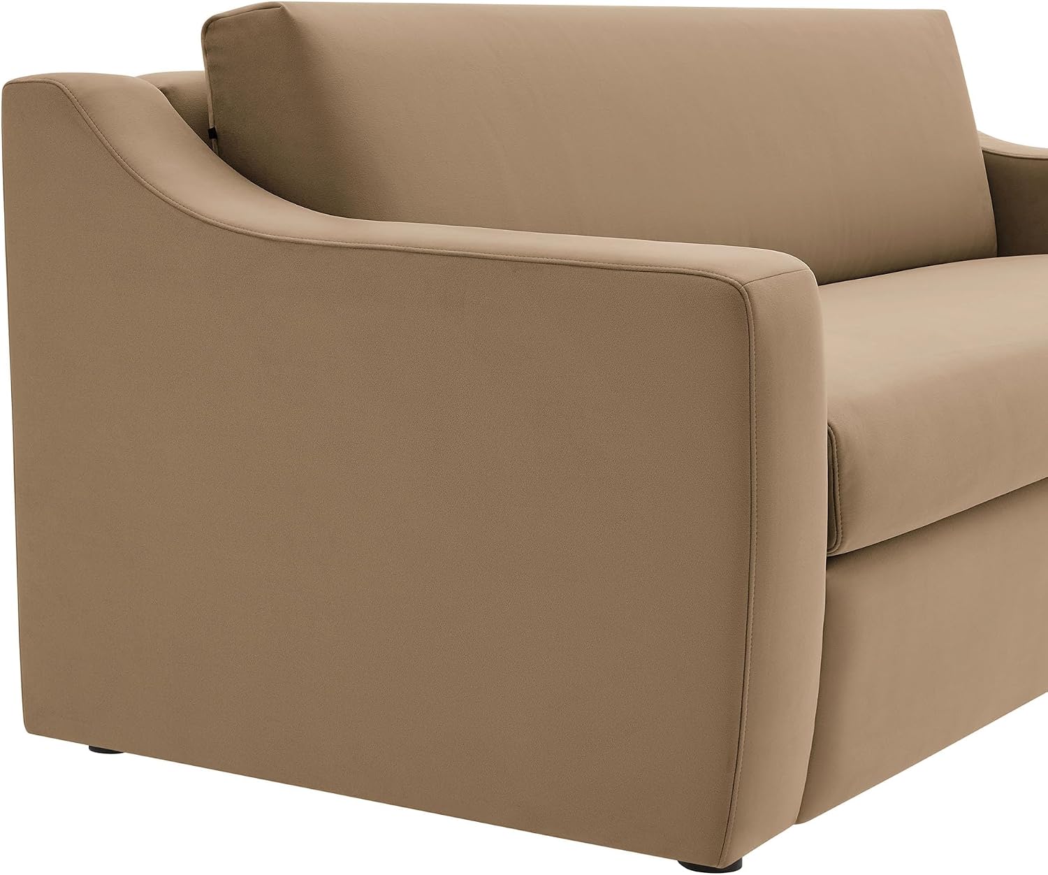 Modway Liora 87 Inch Stain-Resistant Performance Velvet Sofa in Taupe