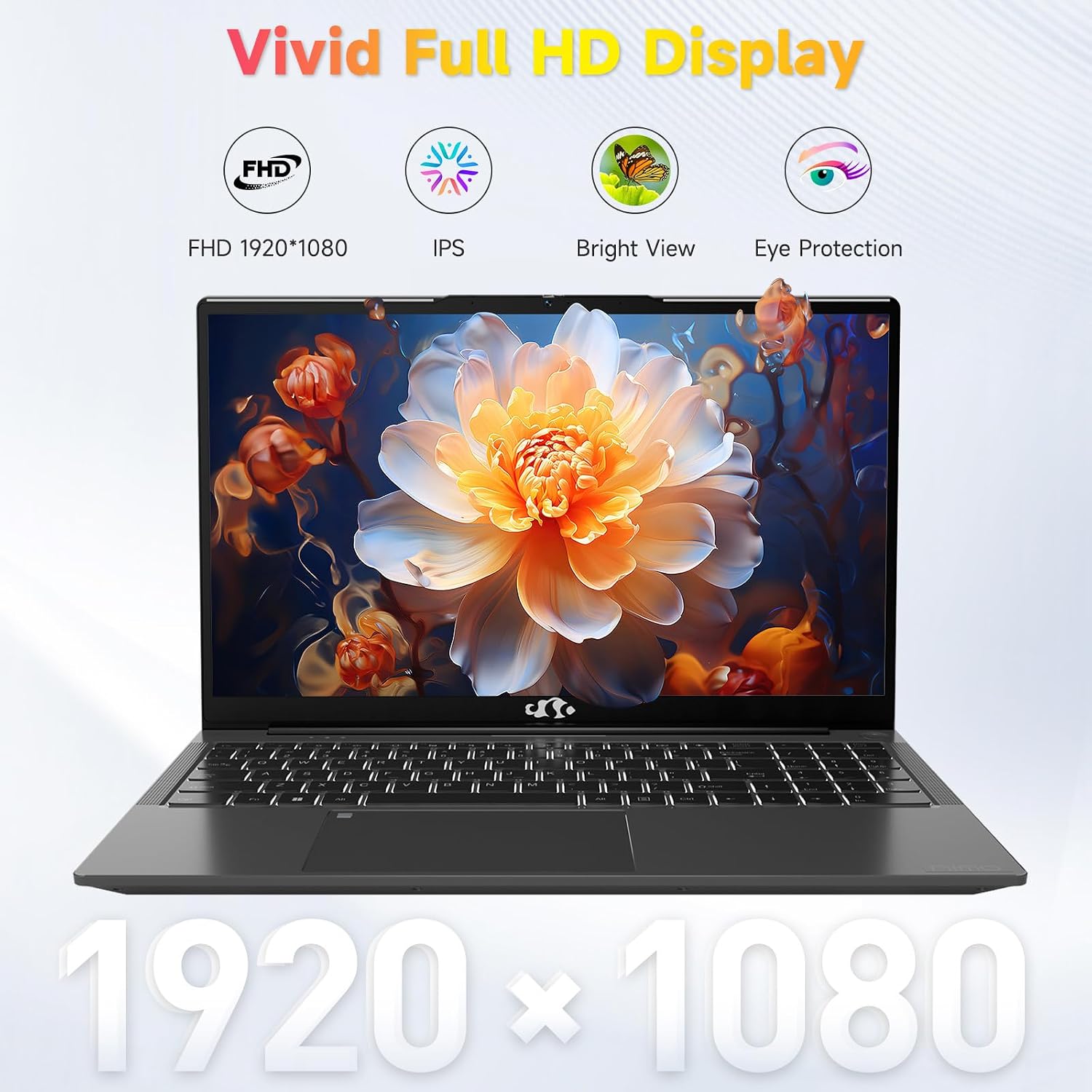 15.6-FHD-Laptop Student-Laptop, 16GB RAM 256GB SSD, Intel Pentium Quad-Core N100 Processor (Up to 3.4GHz) Backlit Keyboard Fingerprint WiFi 6 BT5.2 Business-Laptop, 2 Years Warranty Windows 11 Laptop