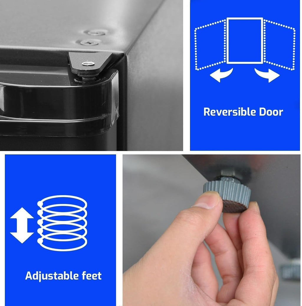 Smad Locking Mini Fridge 1.0 cu.ft, 12V RV Refrigerator 12V / 110V Super Quiet 12V Fridge Reversible Door Absorption Refrigerator for RV, Truck, Camping, Boat Use, Black