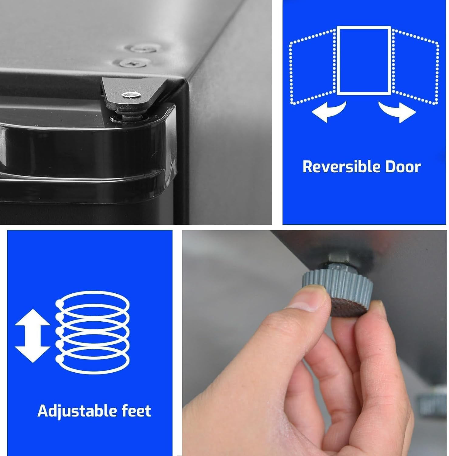 Smad Locking Mini Fridge 1.0 cu.ft, 12V RV Refrigerator 12V / 110V Super Quiet 12V Fridge Reversible Door Absorption Refrigerator for RV, Truck, Camping, Boat Use, Black