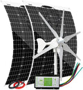 400 Watt 24 Volt Wind Turbine Generator + 240W Monocrystalline Flexible Solar Panels + Solar Wind Hybrid Controller,640W Solar Wind Off Grid System for Greenhouse