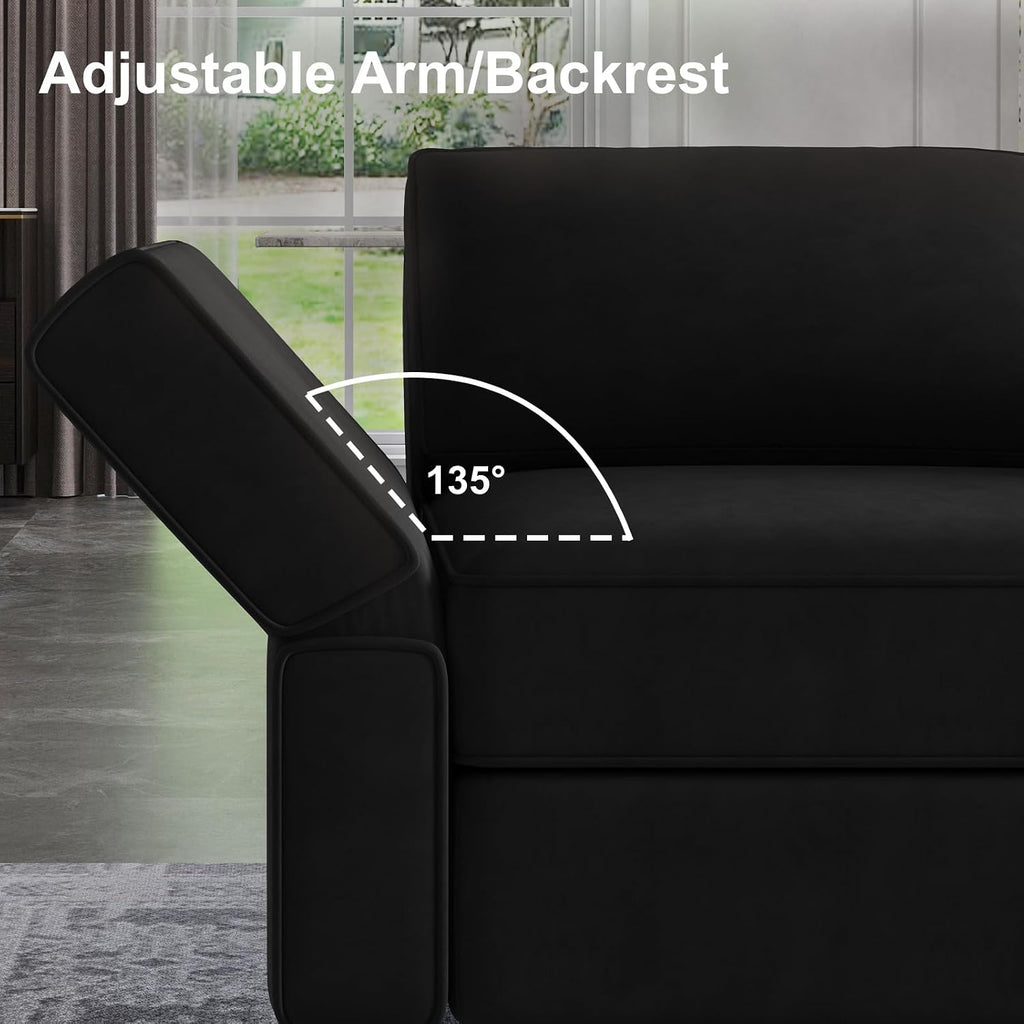 Belffin Modular Sofa Armrest Backrest Module for Modular Sectional Sofa Couch Side Armrest, Backrest Velvet Black