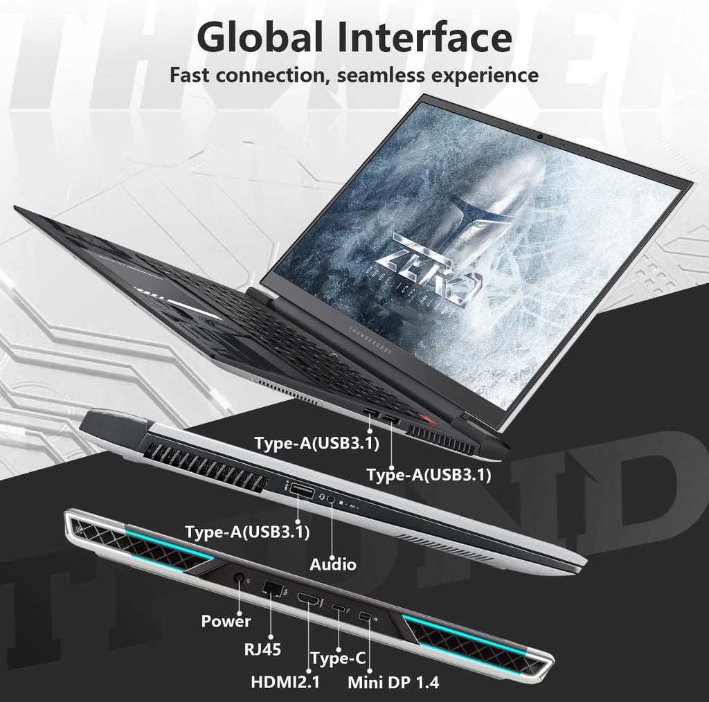 Thunderobot Zero 16 RTX 4070 Gaming Laptop, 16' WQXGA 360Hz 2.5K Display, 14th Gen Intel Core i9-14900HX, GeForce RTX 4070, 32GB DDR5 RAM, 1TB SSD, RGB Backlit KB, Wi-Fi 6, Win 11 Home, White