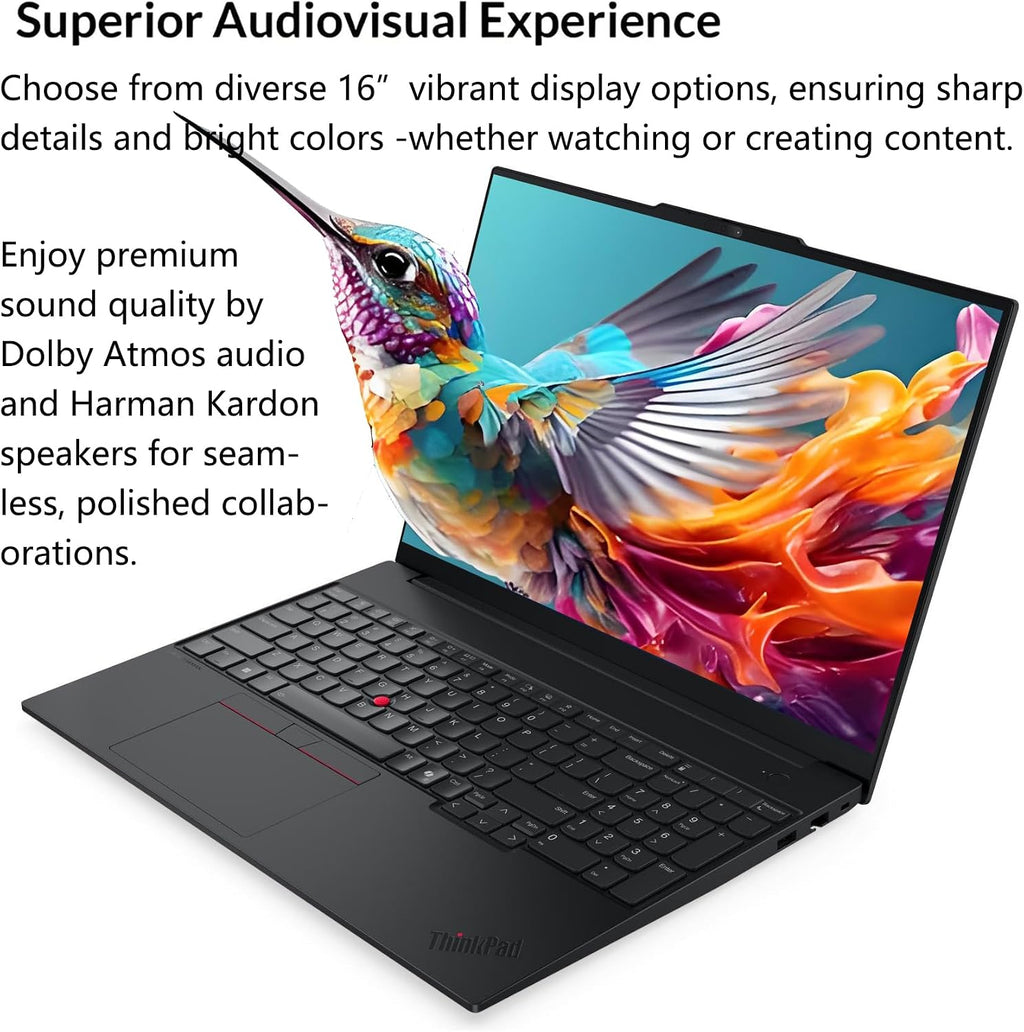 Lenovo ThinkPad E16 Laptop Computer with Intel Ultra 7 255H, for Home Office Business, Lifetime Office 365, (16GB DDR5, 1TB SSD), Backlit Keyboard, Fingerprint Reader, Windows 11 Pro, Midnight Black