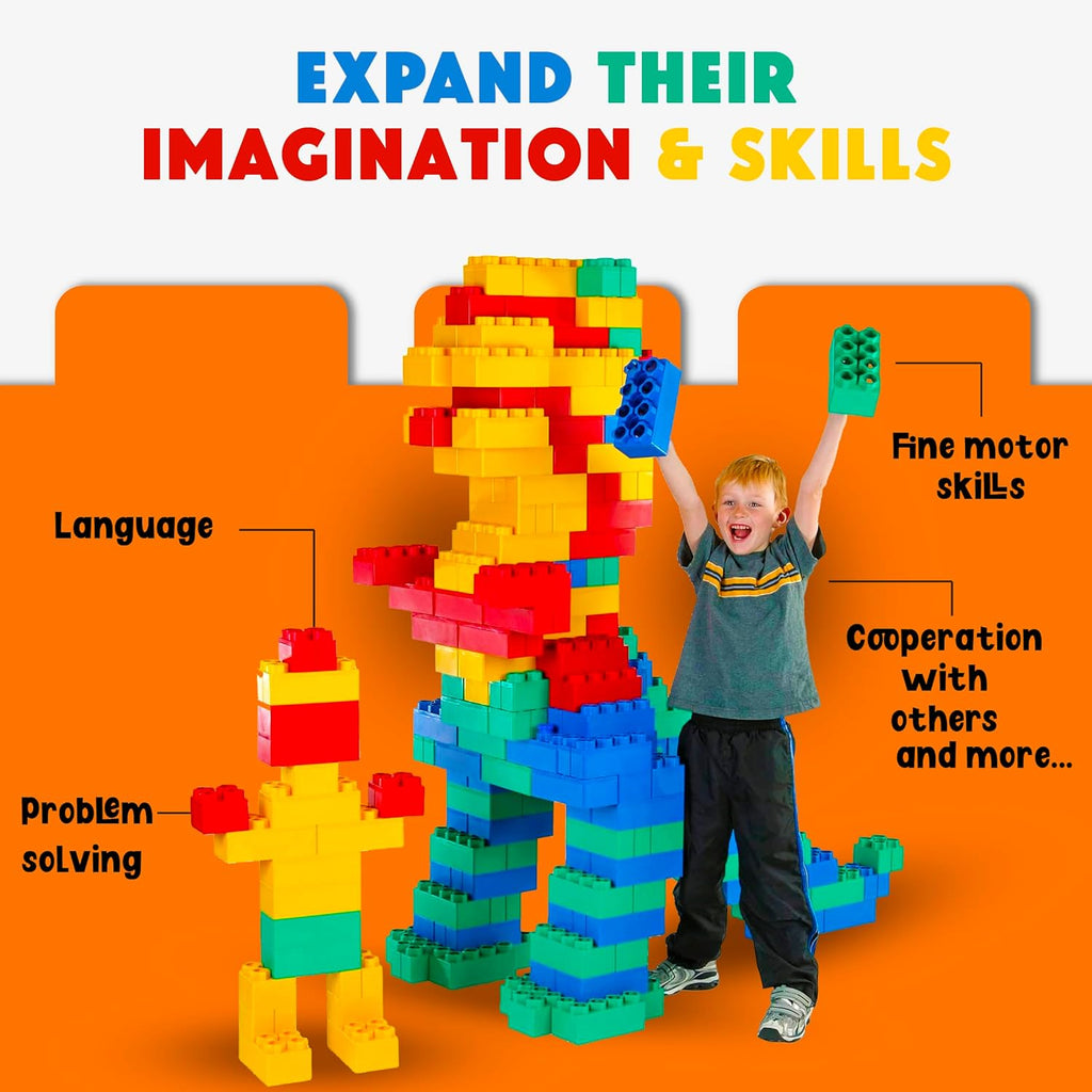 BiggoBlocks Big Blocks for Kids Ages 4-8, Indoor & Outdoor Blocks for Kids Jumbo Games, Large Building Blocks (96 PC) Standard Set