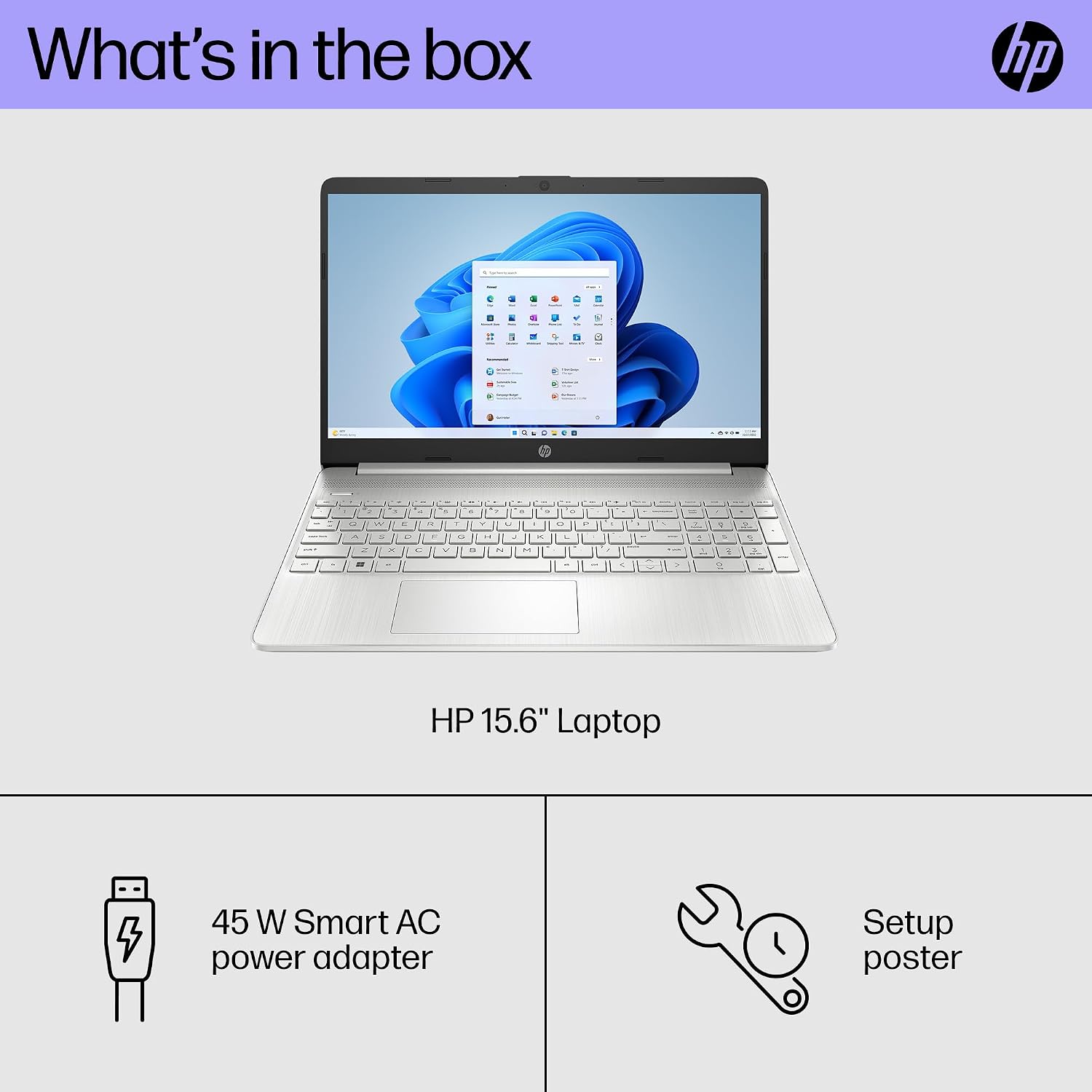 HP 15 inch Laptop, HD Display, AMD Ryzen 5 5500U, 8 GB RAM, 256 GB SSD, AMD Radeon Graphics, Windows 11 Home, 15-ef2099nr (2023)