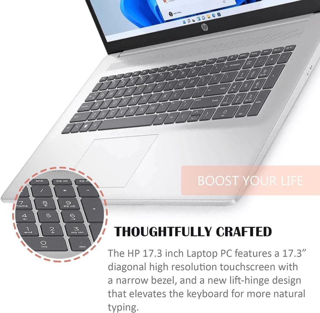 HP-17inch Laptop-Touchscreen Stylus Pen - Laptop Student - Intel Processor N200 Beat i3-1005G1 - Microsoft 365 -Numeric Keyboard - Long Battery Life - USB Type C - 2024 (32GB RAM |128GB SSD)