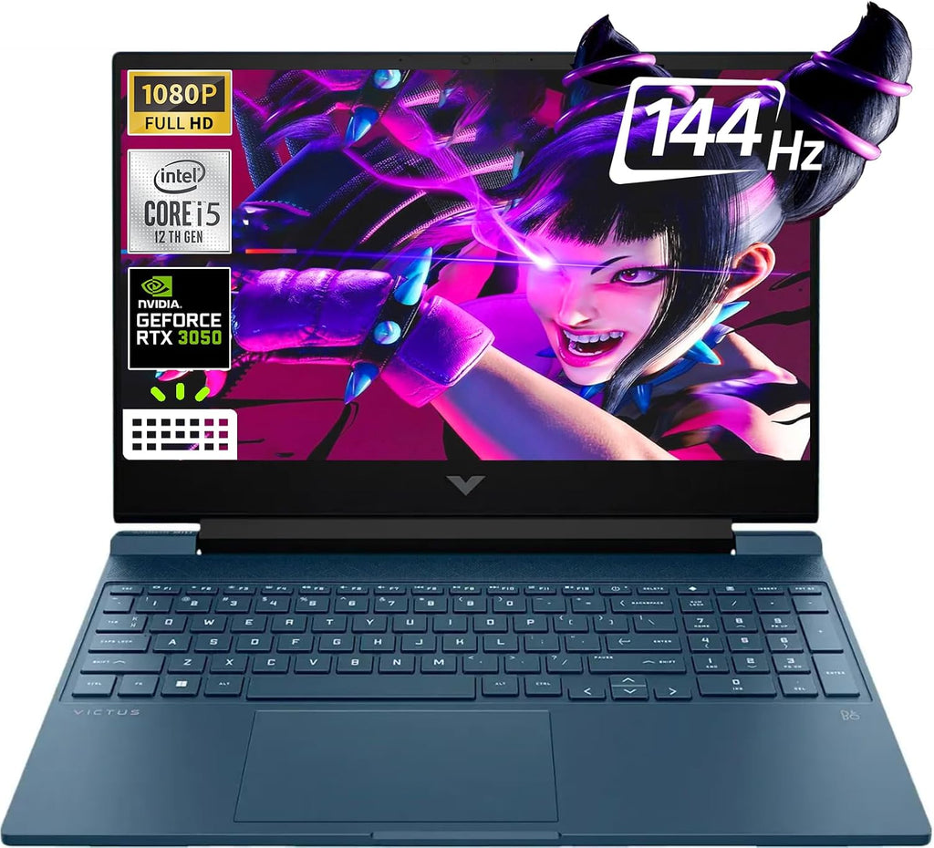 HP - Victus 15.6' Full HD 144Hz Gaming Laptop - Intel Core i5-12450H - NVIDIA GeForce RTX 3050 -Backlit KB-Webcam, Wi-Fi 6, Win11 Home，W/Cloth (32GB RAM | 1TB PCIe SSD+Cloth)