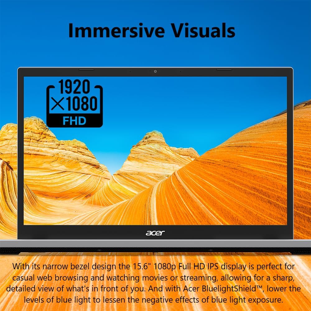 acer Aspire Go 15 AI Ready Laptop | 15.6' FHD (1920 x 1080) IPS Display | AMD Ryzen 3 7320U | AMD Radeon 610M Graphics | 8GB LPDDR5 | 256GB PCIe Gen4 SSD | Wi-Fi 6 | Windows 11 Home | AG15-21P-R0RR