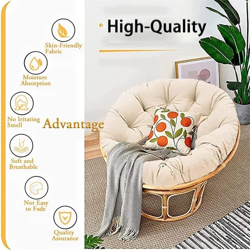 Papasan Chair Cushion,Indoor Round Papasan Cushion with Ties,Outdoor Papasan Chair Cushion (Orange 150cm/59in)