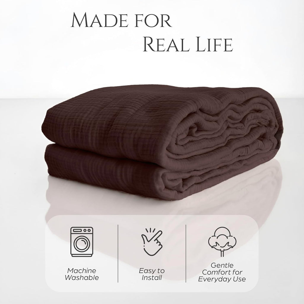 Cloud Like Brown Sofa Cover%100 Pure Cotton, Gauze Couch Covers for 3 Seater, Sectional Sofa, Large 4 Layered Muslin Natural Fabric, Washable Couch Cover (Brown, 95x134 / 240x340 cm)