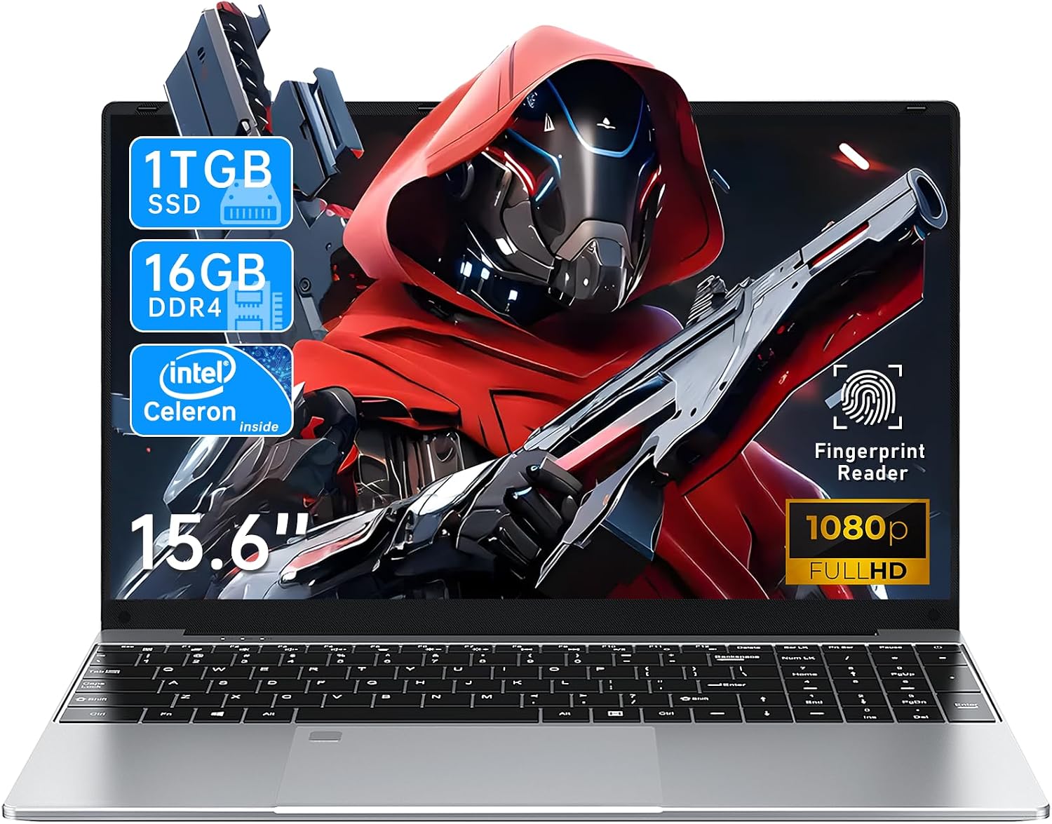 NAIKLULU Gaming Laptop,Window 11 Pro Laptop Computer, 15.6 Inch Lap Top，16GB RAM 512GB SSD,1920 * 1080 Display,WiFi 5,BT5.0,N5095 Processor(up to 2.9Ghz),Backlit Keyboard,Fingerprint Unlock