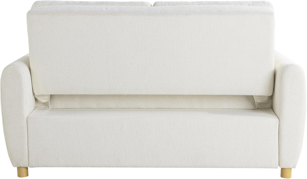 Serta Galway 66.5' Convertible Sleeper Loveseat, Full Size, Dreamcoil Comfort, FingerGuard Pinch Point Protection, Boucle Fabric, Ivory