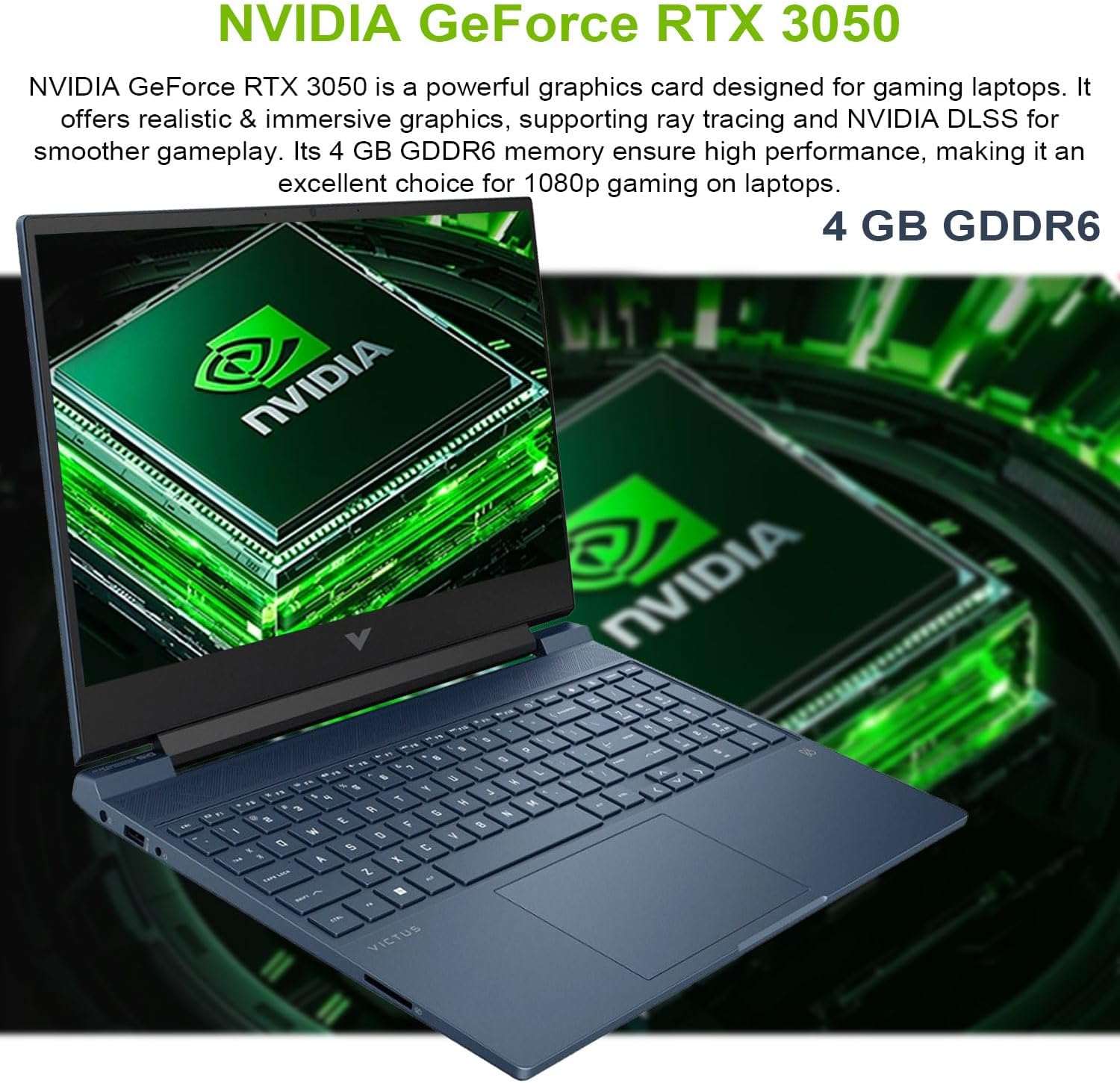 HP Victus 15.6 i5 Gaming Laptop, 15.6' FHD 1920*1080 144Hz, Intel Core i5-12450H, NVIDIA GeForce RTX 3050, 32GB RAM, 2TB SSD, Backlit KB, Touchpad, SD Card Reader, Webcam, HDMI, Wi-Fi 6, W11 H, Blue