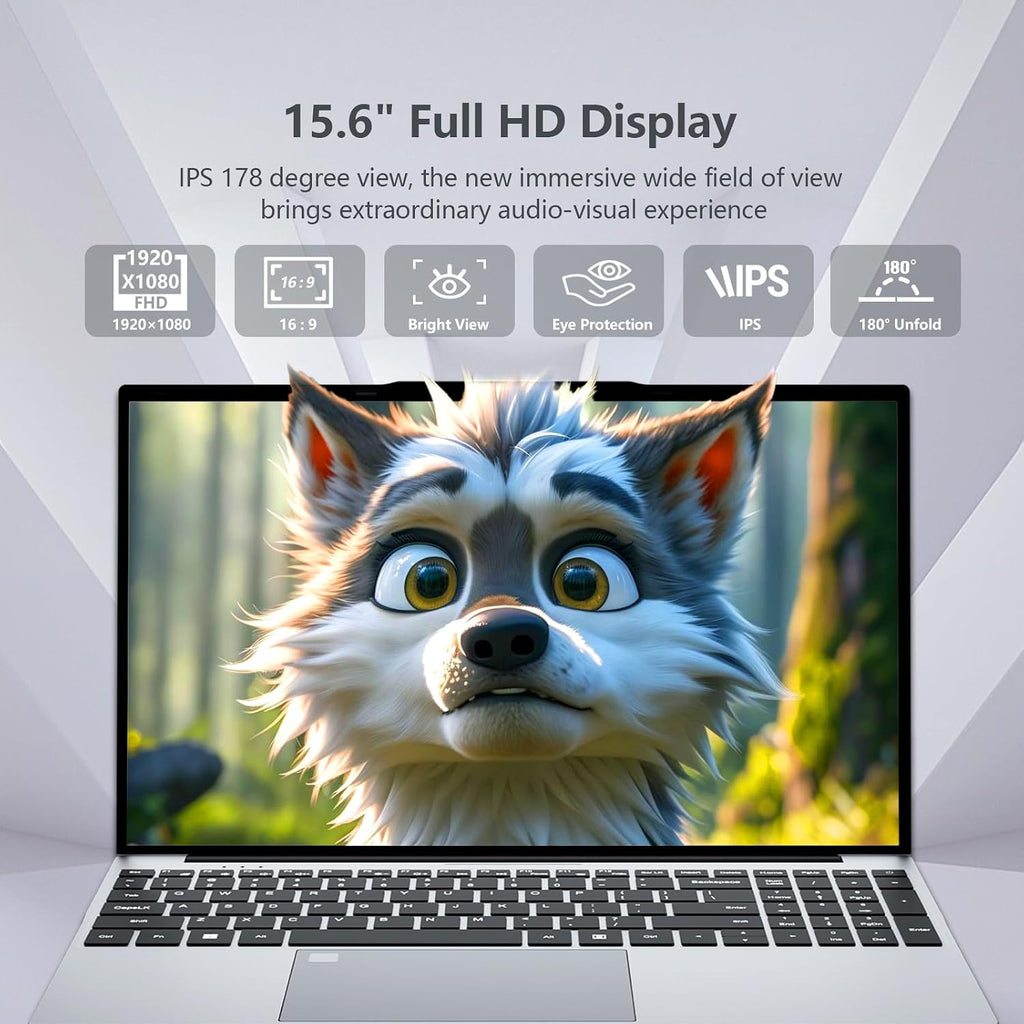 Gaming Laptop, Twin Lake N150 Laptops(up to 3.6GHz), 15.6 inch Lap top with 16GB DDR4 512GB SSD, Backlit KB Fingerprint, FHD 1920*1080, Win 11 Pro, WiFi 5,BT 4.2, Portable Laptops, Gaming laptops