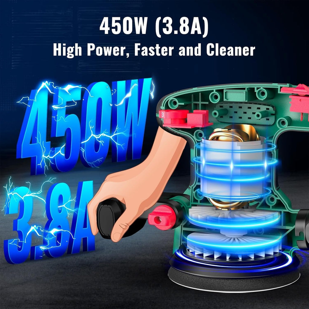 HYCHIKA Power Tool Combo Kit, 18 V Max Cordless Impact Wrench with 1/2 Impact Drivers,Orbital Sander 3.8Amp 450W,2-Tool Power Tool Set