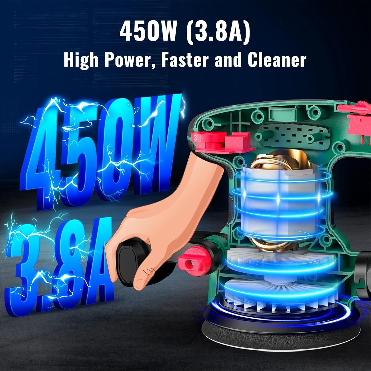 HYCHIKA Power Tool Combo Kit, 18 V Max Cordless Impact Wrench with 1/2 Impact Drivers,Orbital Sander 3.8Amp 450W,2-Tool Power Tool Set
