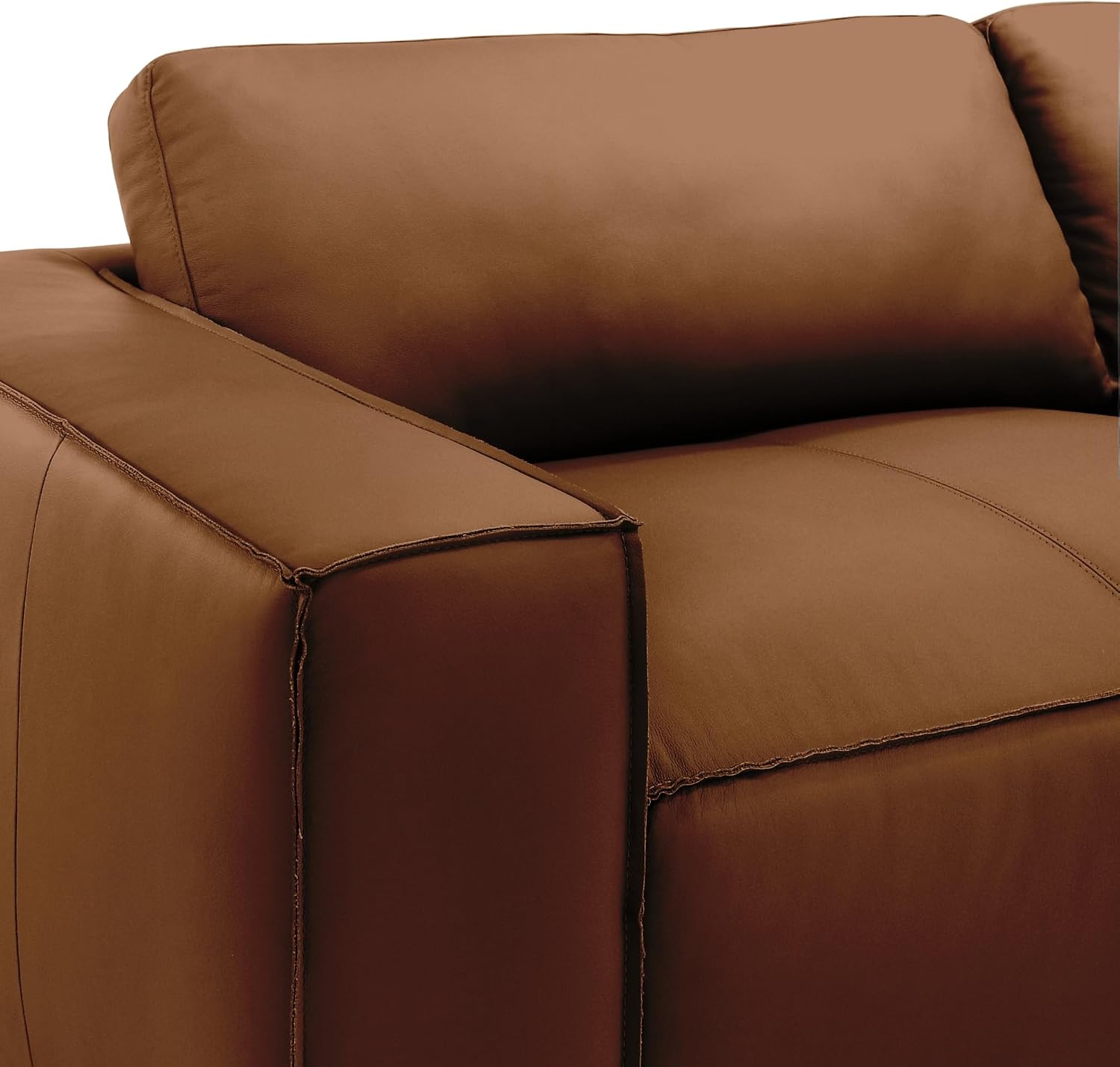 Clayton 76' Modern Leather Loveseat in Anthracite Gray or Ochre with Track Arms