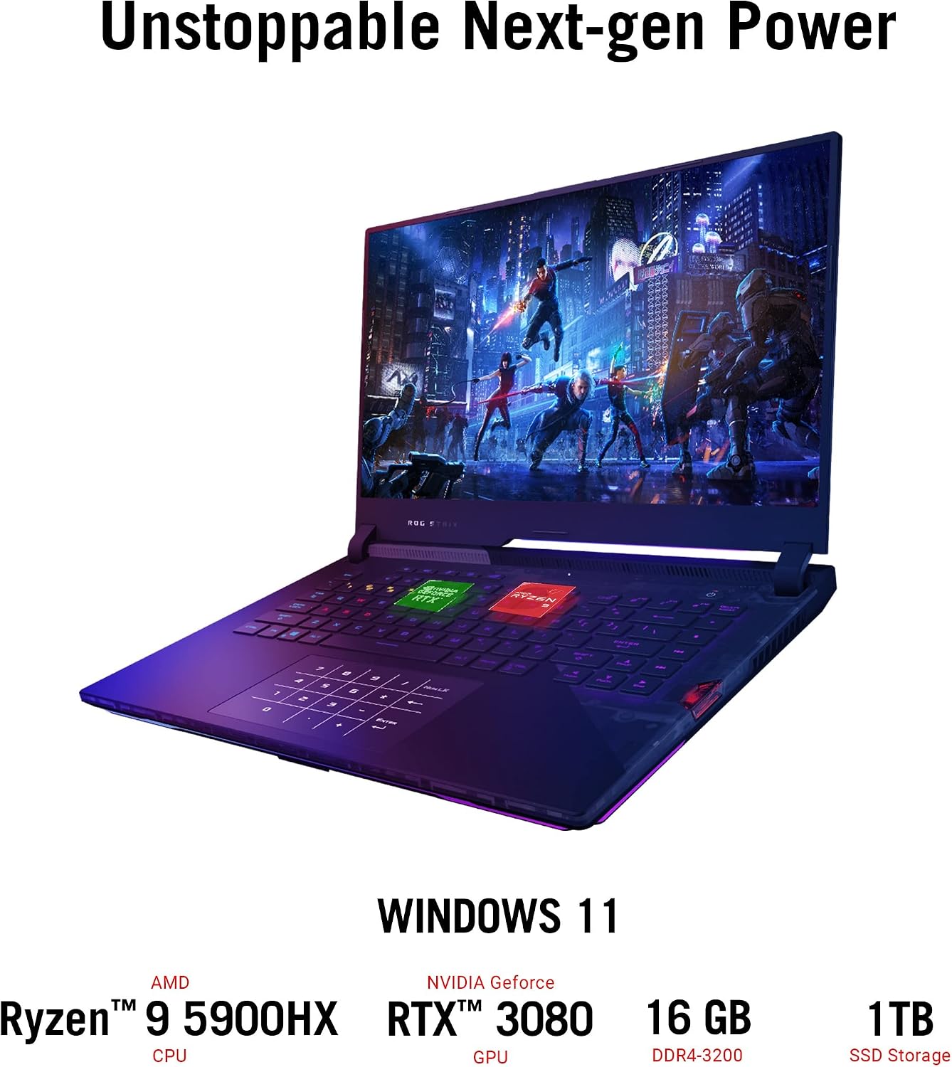 ASUS ROG Strix Scar 15 Gaming Laptop, 15.6' 300Hz FHD IPS Display, AMD Ryzen 9 5900HX, 16GB DDR4 RAM, 2TB SSD, NVIDIA GeForce RTX 3080, Opti-Mechanical English Per-Key RGB Keyboard, Windows 11 Home