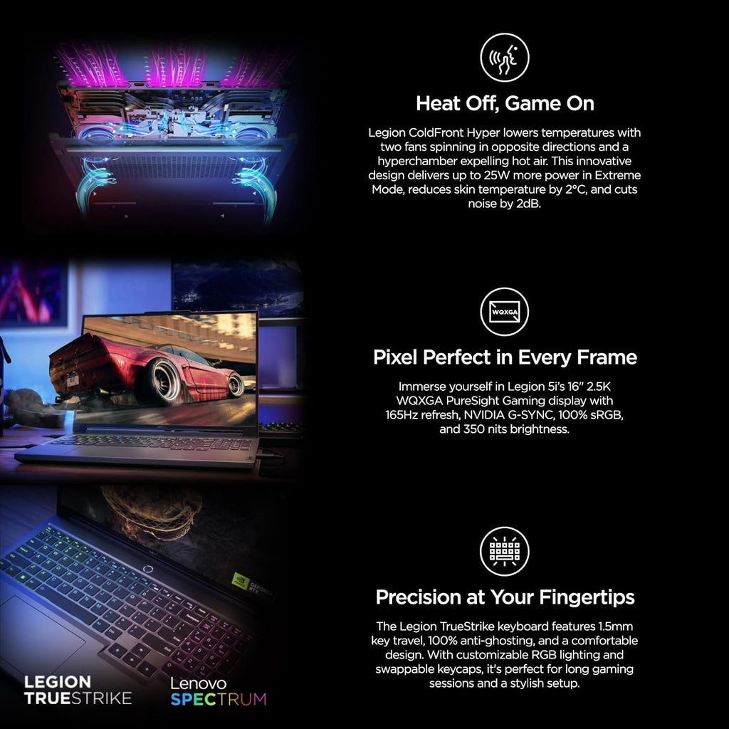 Lenovo Legion 5i Gaming Laptop, NVIDIA RTX 4060, Intel 24-Core i9-14900HX(Up to 5.8 GHz), 16' IPS WQXGA 165Hz, 32 GB DDR5, 2 TB SSD, Bluetooth 5.2, Wi-Fi 6E, Windows 11 Pro