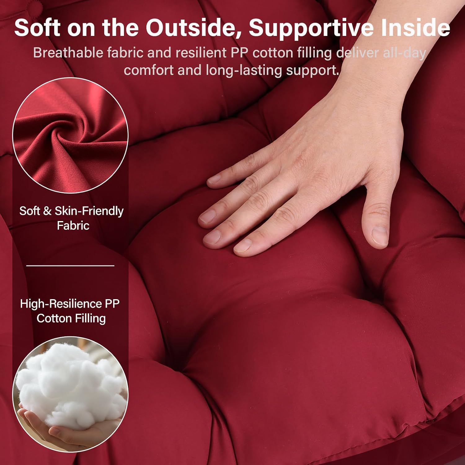 MBOOYOME Lazy Chair, Modern Soft Reading Chair Accent Contemporary Sofa Chair with Armrests and a Side Pocket for Living Room, Bedroom, Dorm & Office, Burgundy