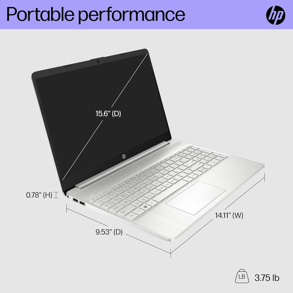 HP 15 inch Laptop, HD Display, AMD Ryzen 5 5500U, 8 GB RAM, 256 GB SSD, AMD Radeon Graphics, Windows 11 Home, 15-ef2099nr (2023)