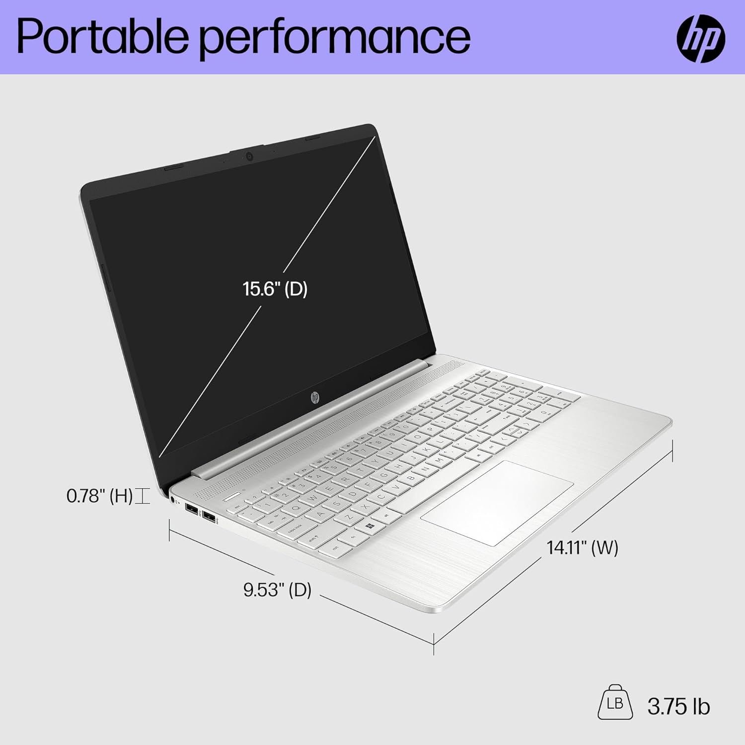 HP 15 inch Laptop, HD Display, AMD Ryzen 5 5500U, 8 GB RAM, 256 GB SSD, AMD Radeon Graphics, Windows 11 Home, 15-ef2099nr (2023)