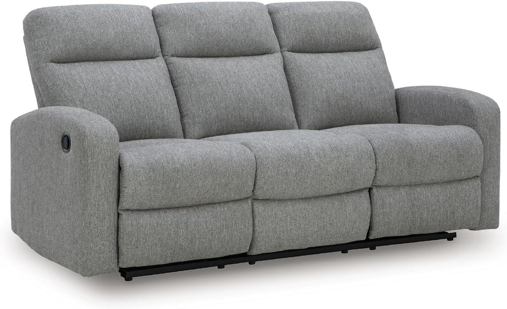 Signature Design by Ashley Carrigan Lane Classic Manual Pull Tab Dual Sided Reclining Sofa with Position Lock, Gray