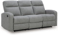 Signature Design by Ashley Carrigan Lane Classic Manual Pull Tab Dual Sided Reclining Sofa with Position Lock, Gray