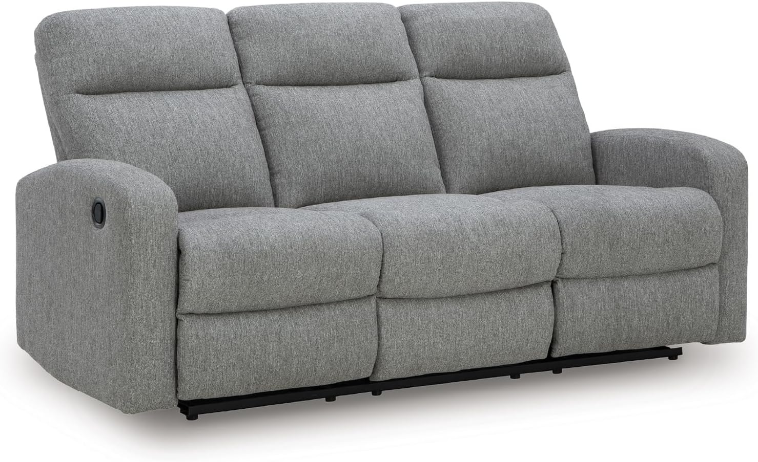 Signature Design by Ashley Carrigan Lane Classic Manual Pull Tab Dual Sided Reclining Sofa with Position Lock, Gray