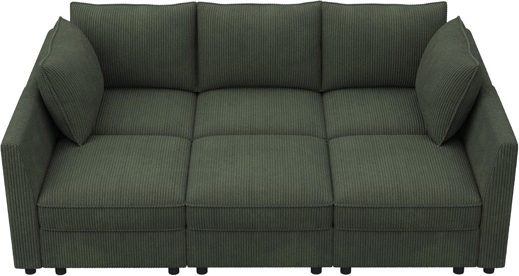 HONBAY Modular Sofa Sectional Sleeper Couch with Storage Modular Couch Convertible Couches for Living Room - Green