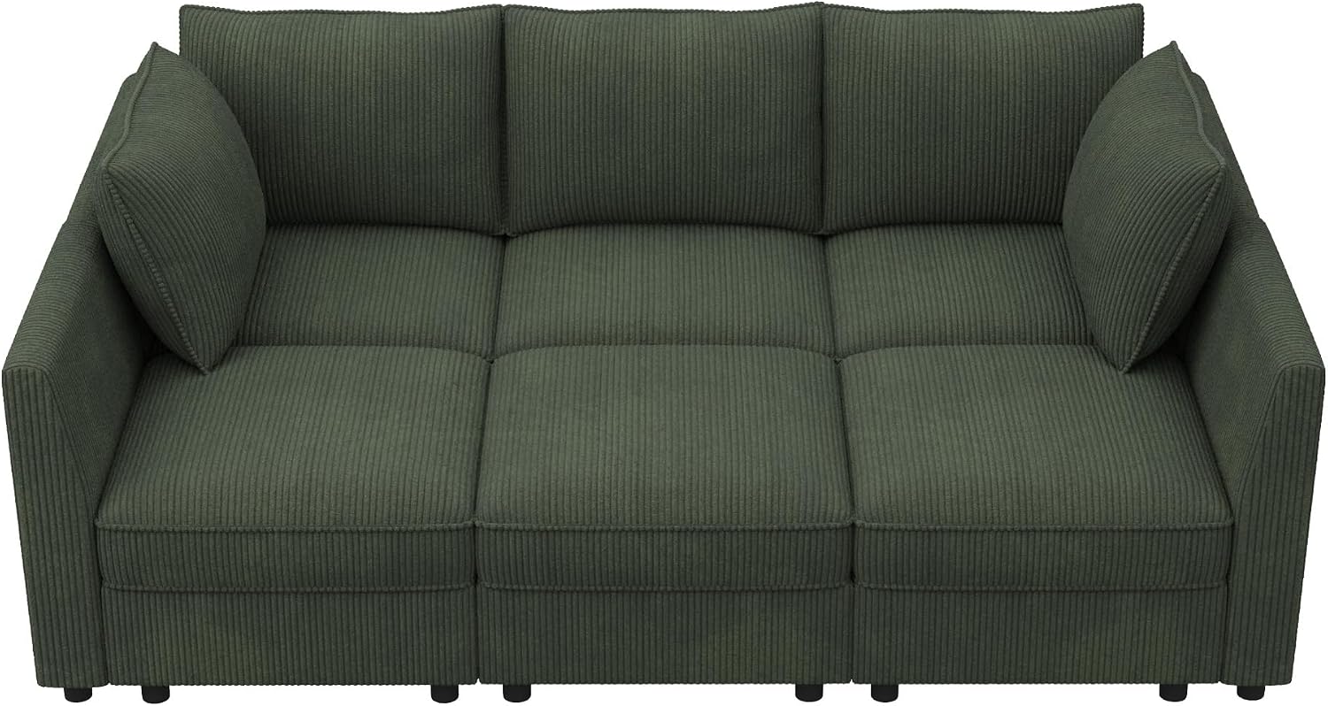 HONBAY Modular Sofa Sectional Sleeper Couch with Storage Modular Couch Convertible Couches for Living Room - Green