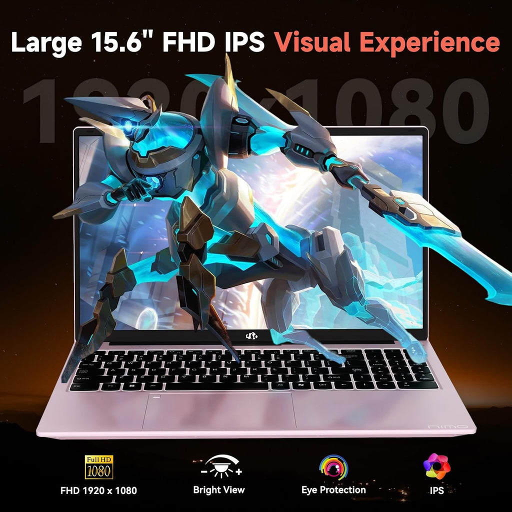 NIMO 2026 Laptop, 8 Cores AMD R7 7735HS 16GB DDR5 RAM 1TB SSD (Up to 4.75GHz, Beat i7-12650H) Gaming Laptop with Radeon 680M GPU, 15.6' IPS FHD, 180° Open Angle, Webcam, HDMI, Portable for Business