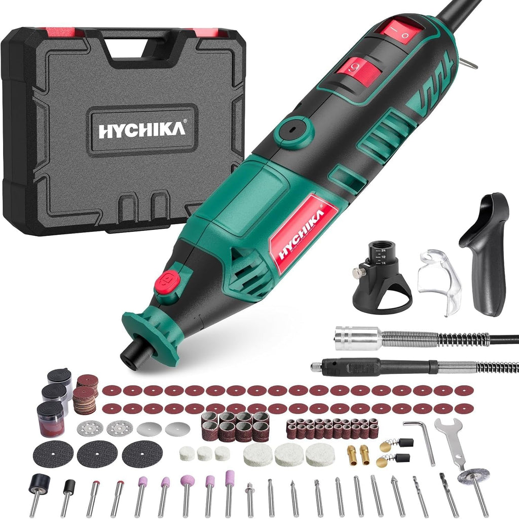 HYCHIKA Heat Gun,Orbital Sander 3.8Amp 450W,6.2A Mini Circular Saw,Reciprocating Saw,180W Rotary Tool,Paint Sprayer,50W LED Work Light,7-Tool Power Tool Combo Kit