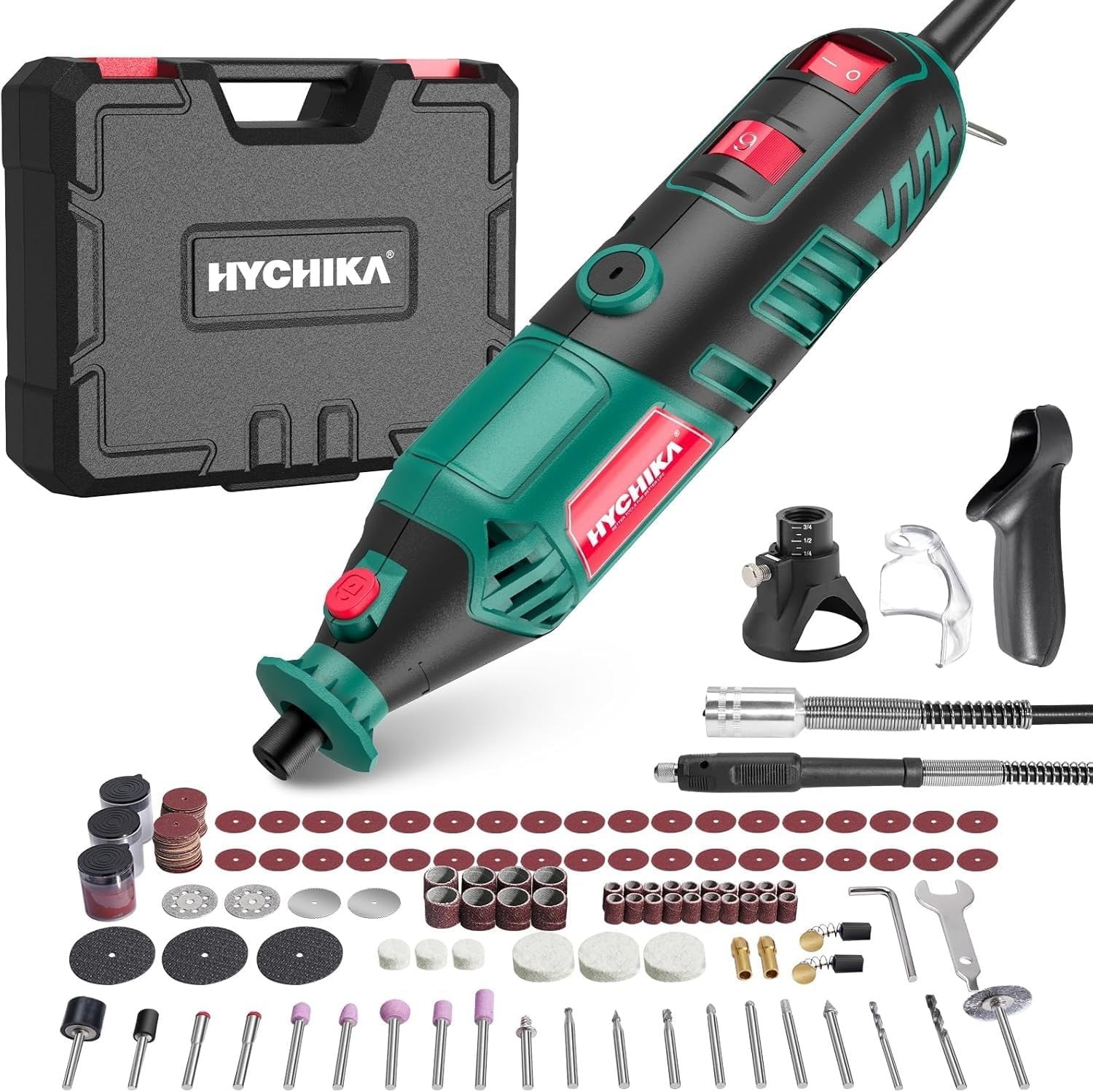 HYCHIKA Heat Gun,Orbital Sander 3.8Amp 450W,6.2A Mini Circular Saw,Reciprocating Saw,180W Rotary Tool,Paint Sprayer,50W LED Work Light,7-Tool Power Tool Combo Kit