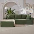 Cloud Sectional Couch,105 Inch Modern Modular Sectional Sofa with Deep Seat,Corduroy Boneless Couches with L-Shape Chaise for Living Room Bedroom,No Assembly Required (Green, Left Facing Chaise)