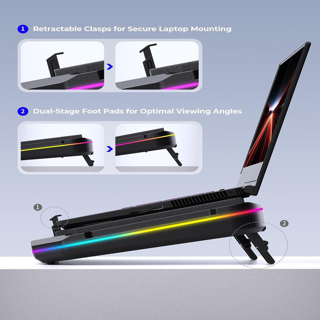 Cooling Pad for Dell Alienware m18 R2 R1 area-51 18 inch Gaming Laptop, It is a Well Deserved Heat Dissipation Monster,Cooler with Powerful Turbo Fan Can Fast Cooling,6 RGB Light Mode,Touch Start