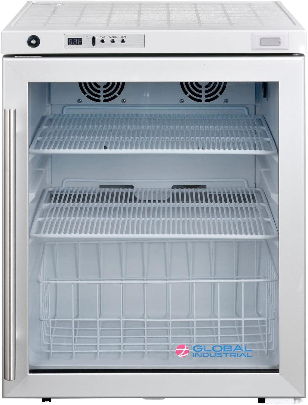 Global Industrial Undercounter Laboratory Refrigerator, Glass Door with Key Lock, 2.4 Cu.Ft. Capacity, 2°C to 8°C Temperature Range, 115V, Medical and Lab Refrigerator