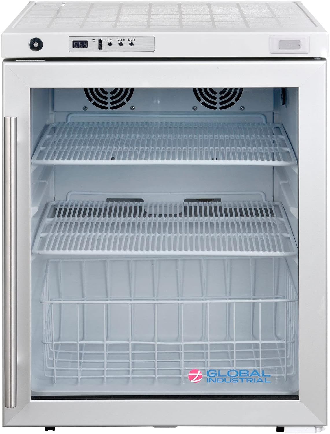 Global Industrial Undercounter Laboratory Refrigerator, Glass Door with Key Lock, 2.4 Cu.Ft. Capacity, 2°C to 8°C Temperature Range, 115V, Medical and Lab Refrigerator