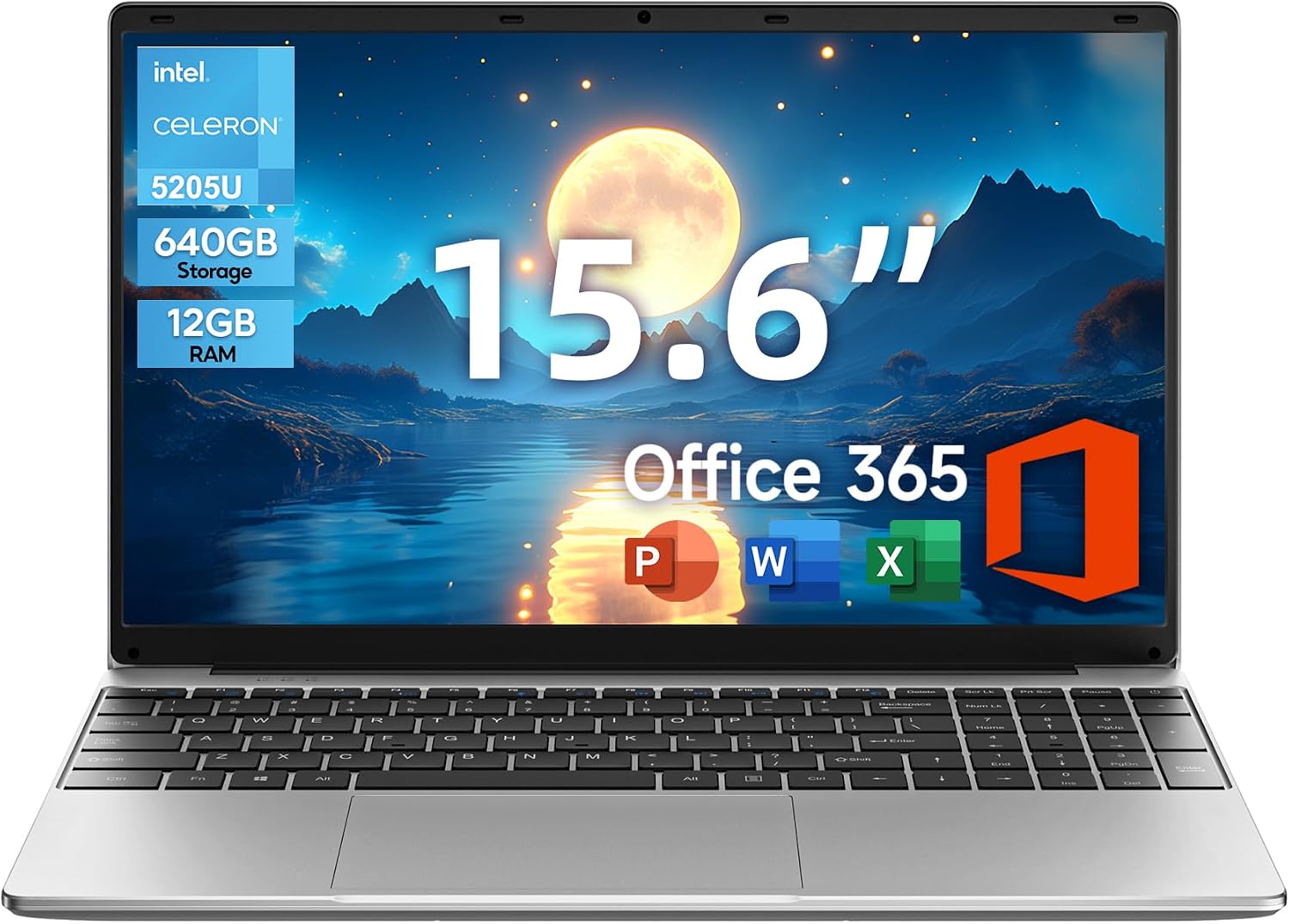 jumper 15.6' FHD Laptop, 10th Gen Intel Dual-Core Processor(1.9GHz), 12GB RAM 640GB Storage, 1 Year Office 365, Numeric Keyboard, HDMI, WiFi5, 38Wh Battery, Windows 11 Laptop for Business and Student