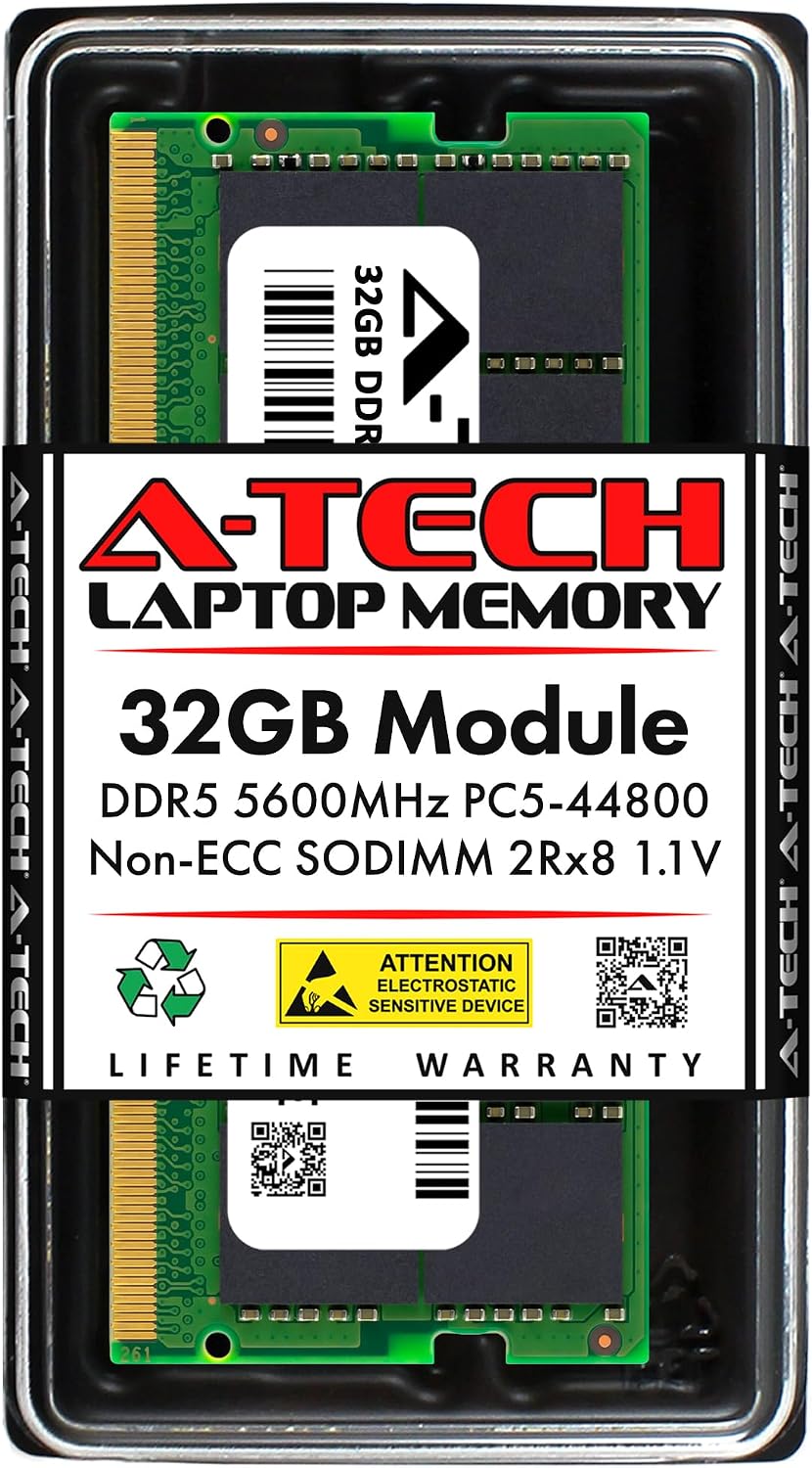A-Tech 32GB RAM for ASUS ROG Strix G18 (2025) G815, G815LW, G815LR, G815LP, G815JPR Gaming Laptop | DDR5 5600MHz PC5-44800 SODIMM 2Rx8 1.1V 262-Pin Non-ECC SO-DIMM Memory Upgrade