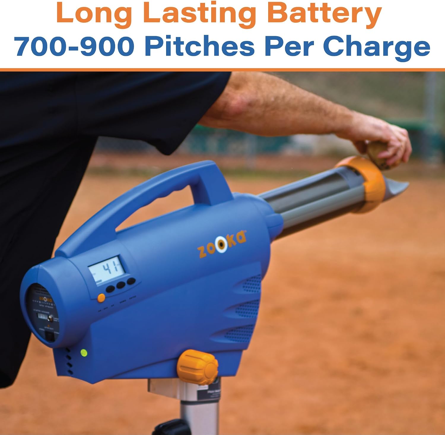 Zooka ZS740 Baseball Pitching Machine - Throws Balls 10-70 MPH- Cordless Battery Powered Pitching Machine for Kids, Youth, Adults - Adjustable Pitching Machine Baseballs - Tall Telescoping Tripod