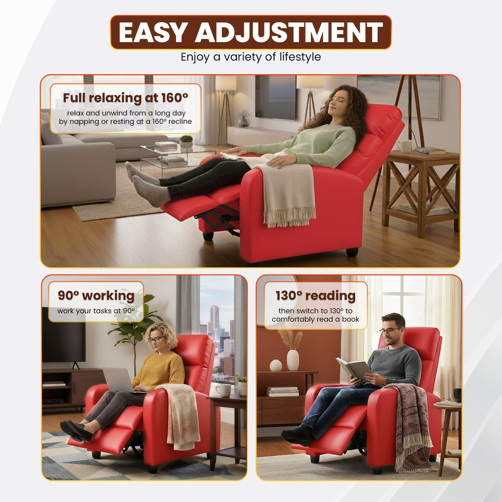 FDW Recliner Chair for Living Room Home Theater Seating Single Reclining Sofa Lounge Reading with Padded Seat Backrest