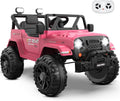 ARBELI 12V Ride On Truck Car with Remote Control, Kids Electric Vehicles with Bluetooth Music, Horn, 3 Speeds, 4 LED Lights, Soft Start, Ride on Toys for Toddler Boys & Girls, Pink