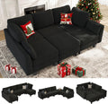 Sectional Sleeper Sofa, 6 Seaters Modular Sleeper Sofa Couch, Comfy Sectionals Couches Bed, Convertible Sofas with Ottomans, Modular Sectional Couches for Living Room, Black