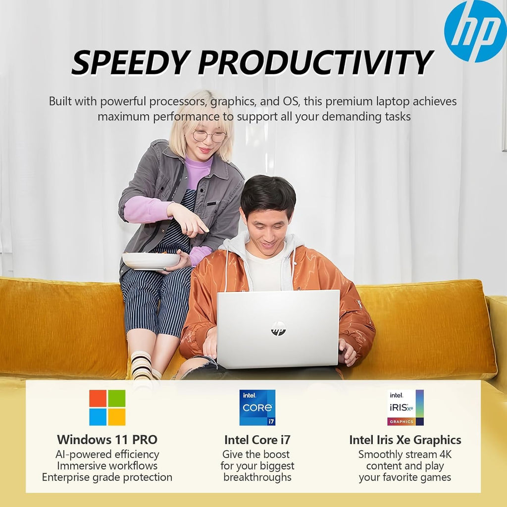 HP 2025 Flagship 15.6' FHD Touchscreen Laptop, 10-Core Intel i7 Processor, 32GB RAM, 1.5TB Storage (1TB SSD + 500GB Ext), Iris Xe Graphic WiFi, HubxcelAccessory, Win 11 Pro w/Lifetime Microsoft Office