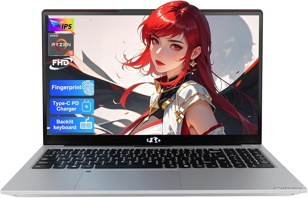 NIMO 15.6'' IPS FHD-Laptop, 16GB RAM 1TB SSD AMD Ryzen 5(Beat i5-1135G7, 4 Cores Up to 3.7GHz) Student Computer with 65W Type-C, 2 Years Warranty, Fingerprint, Backlit Keyboard, for Home and Business