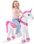 PonyCycle Unicorn Ride on Toys for Girls Horse Spirit Toys No Battery Required Size 4 for Kids Age 4-8/35.4' Height Birthday Gifts Plush Walking Animal Giddy up Riding Pony Pink E412