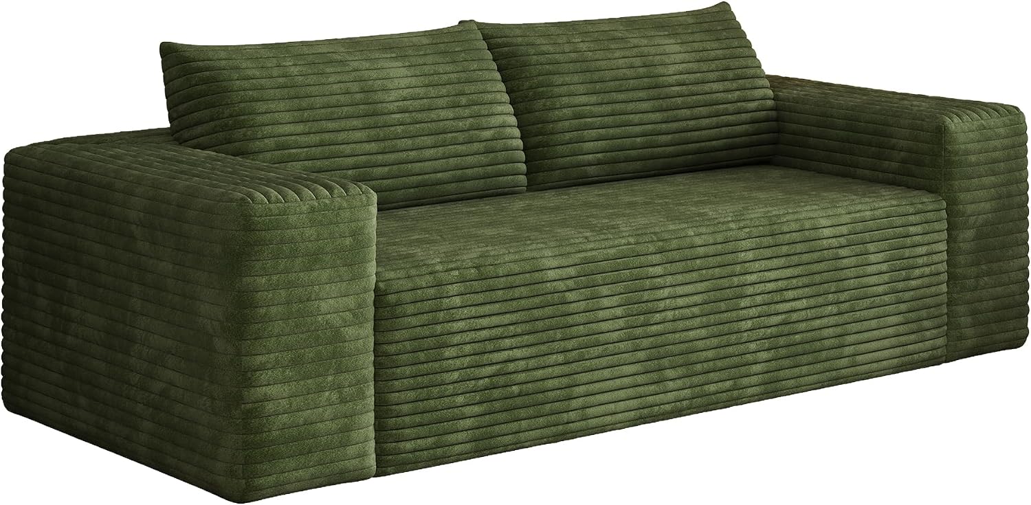 Eafurn Memory Foam Boneless Loveseat Sofa Couch, 3-Seater Upholstered Sofa with Corduroy Fabric and Wider Armrest, No Assembly Sofa for Living Room, Bedroom & Apartment