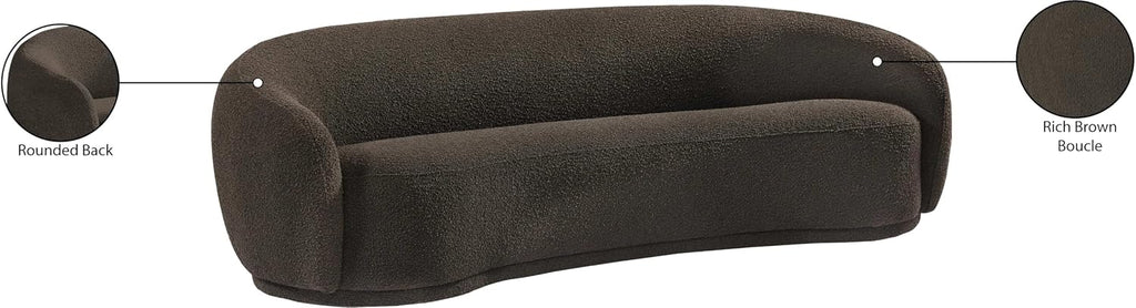 Meridian Furniture 693Brown-S Hyde Collection Modern | Contemporary Boucle Fabric Upholstered Sofa, Brown, 89.5' W x 38' D x 28' H